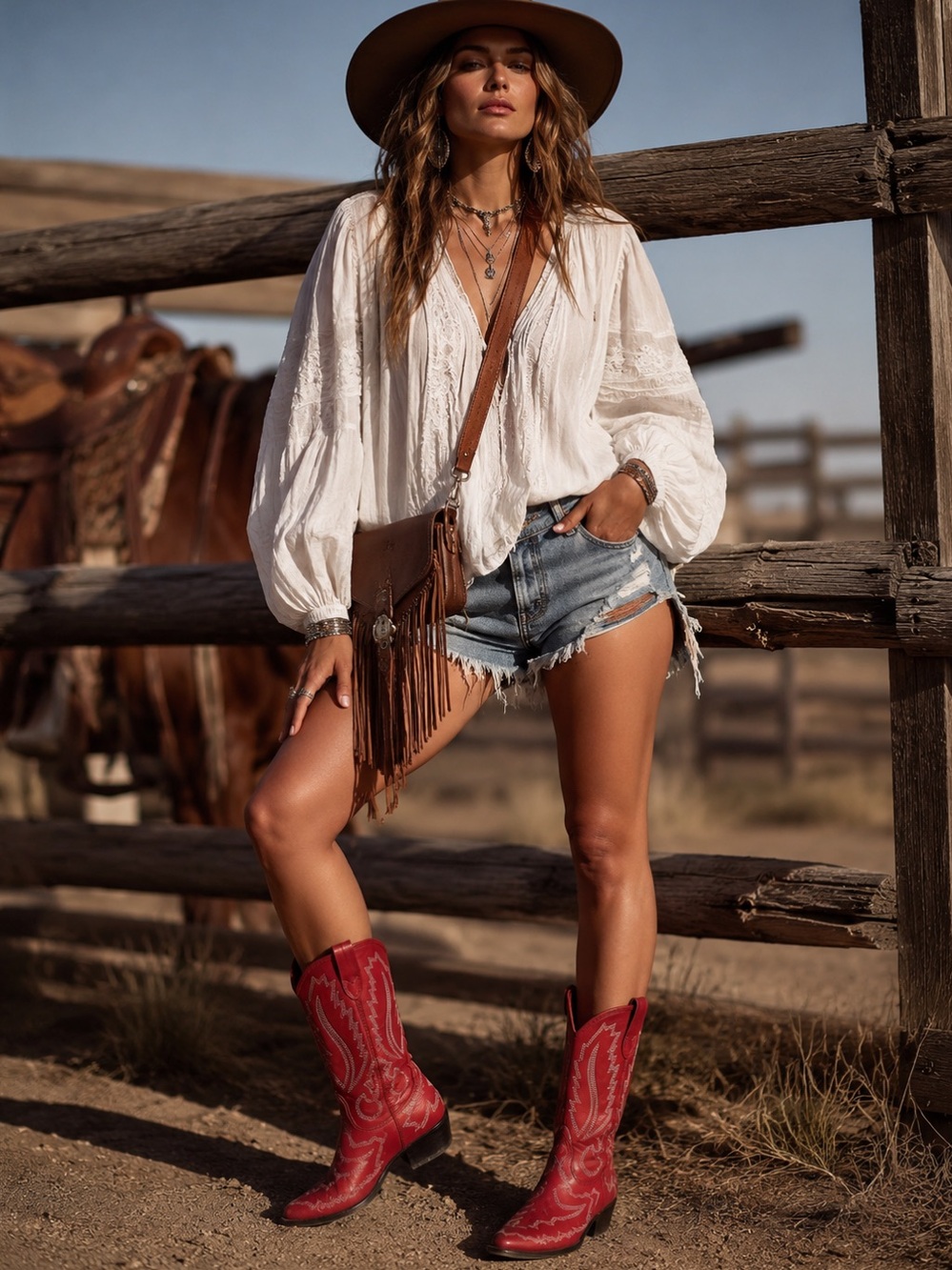 Toral Red Embroidered Western Boots